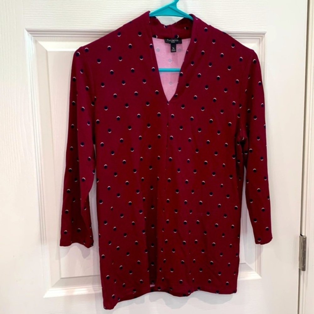 Talbots petite small maroon red‎ top 3/4 sleeve